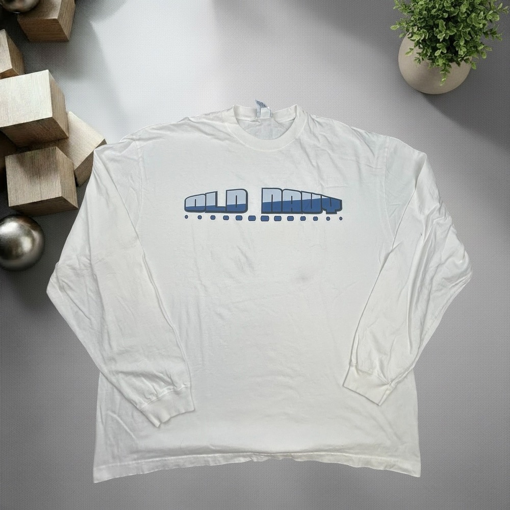 Vintage Old Navy Long Sleeve Graphic T-Shirt White Y2K Skater XL